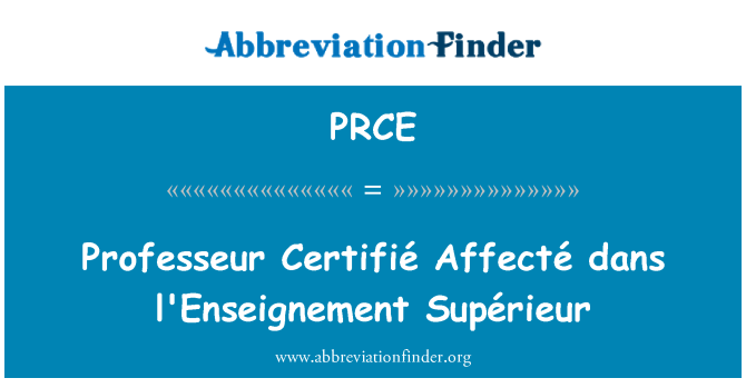 PRCE: פרופסור Certifié Affecté dans l'Enseignement ומוסרת