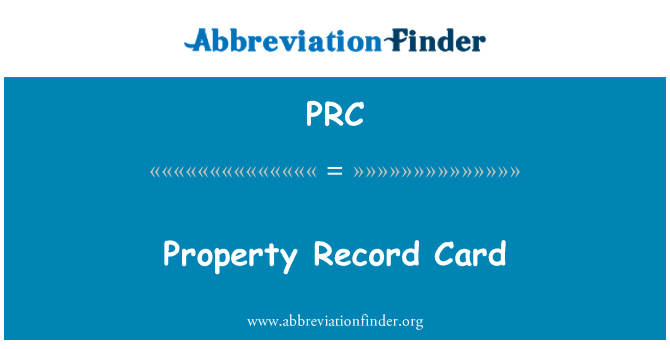 PRC: Property Record Card