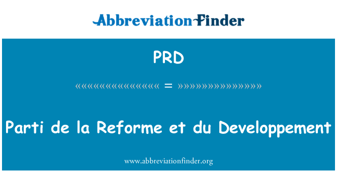 PRD: Parti de la Reforme et du Developpement