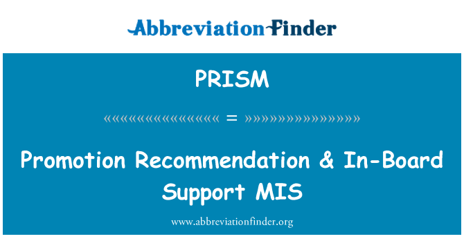 PRISM: Promotie aanbeveling & In halfpension ondersteuning MIS