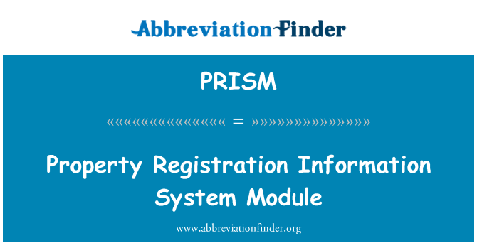 PRISM: โมดูลระบบข้อมูลทะเบียนทรัพย์สิน