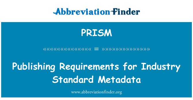 PRISM: Publicerande krav för industri Standard Metadata