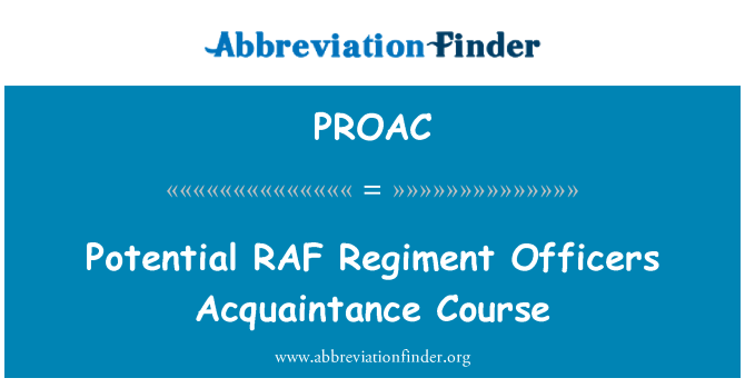 PROAC: Potencial curso de conocido de oficiales de regimiento de la Royal Air Force