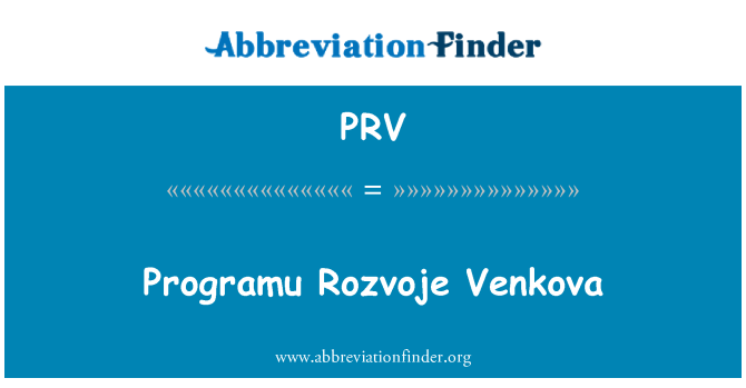 PRV: Programu Rozvoje Venkova