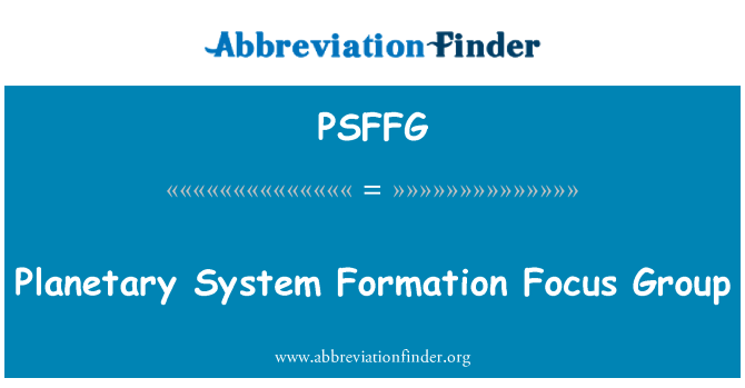 PSFFG: Groupe de discussion planétaire système Formation