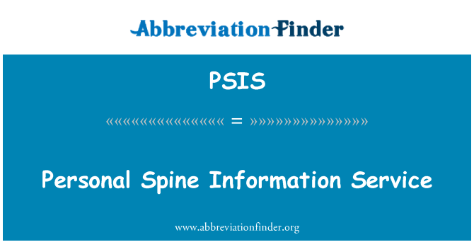 PSIS: Personal Spine Information Service