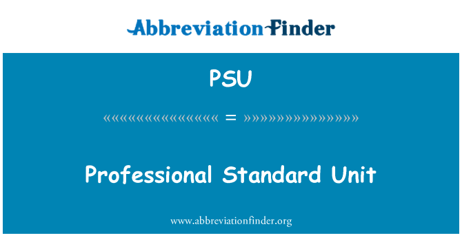 PSU: Professional Standard Unit