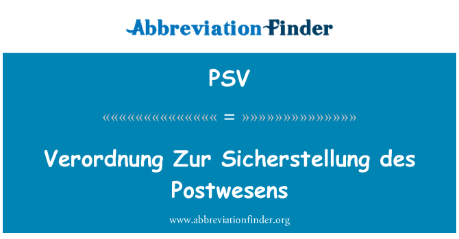 PSV: Verordnung sou Sicherstellung des Postwesens