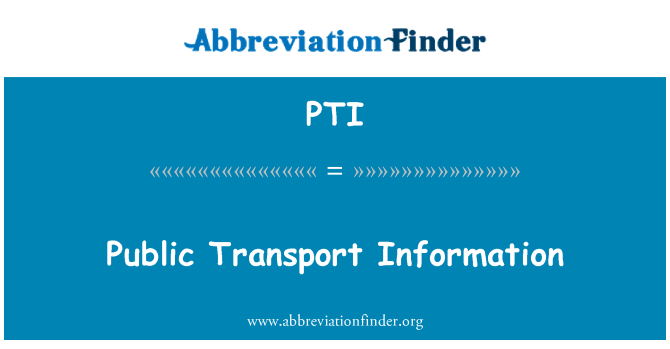 PTI: Public Transport informaţii
