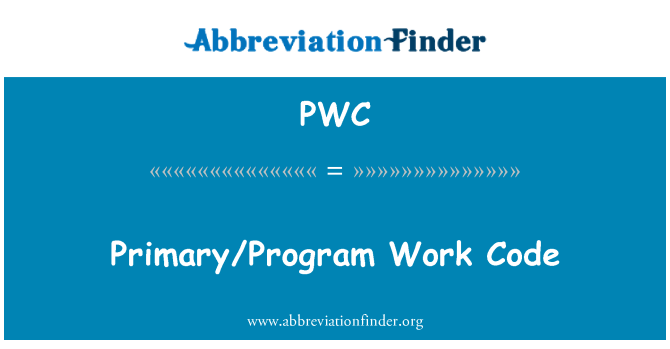 PWC: Primaire/programma werk Code