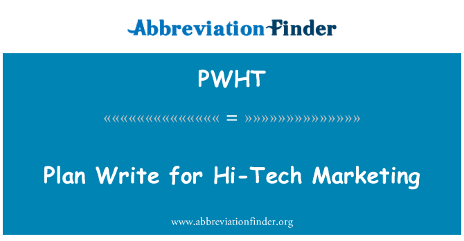 PWHT: Plán zápis pro Hi-Tech Marketing