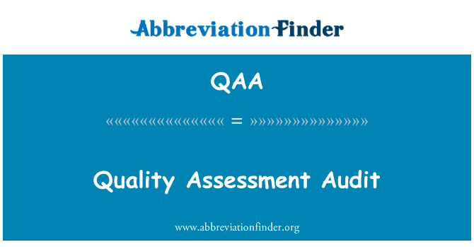 QAA: Vérification de l'évaluation qualité