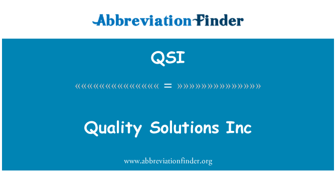 QSI: Quality Solutions Inc