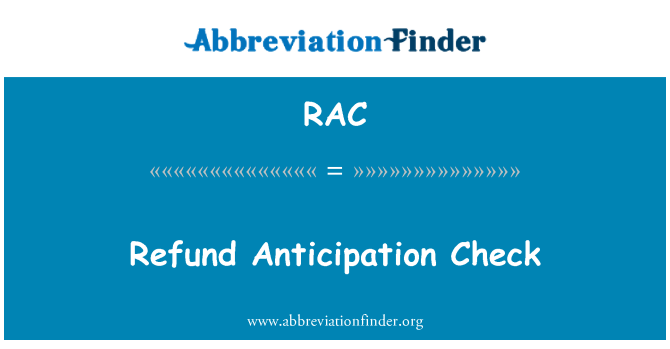 RAC: Chèque de remboursement Anticipation