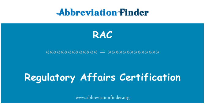 RAC: Certification des affaires réglementaires