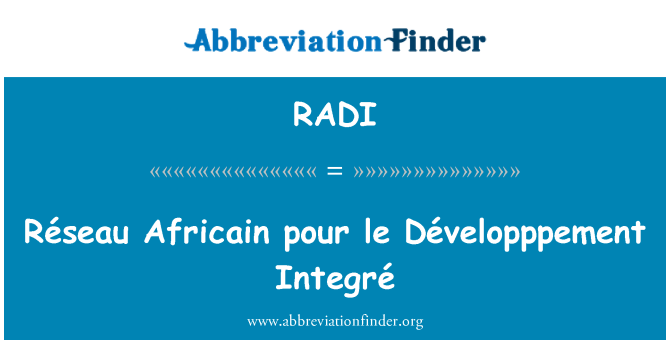 RADI: Réseau Africain χύστε le ISO_7 ολοκληρωμένο Développpement