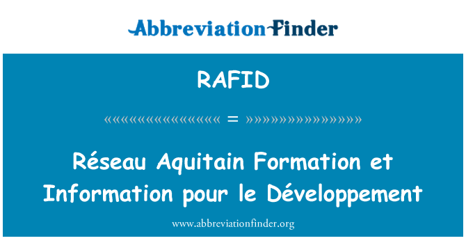 RAFID: Réseau Aquitain nastanek et informacije pour le Développement