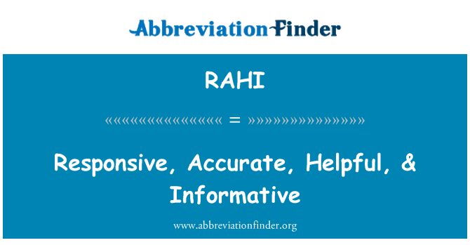 RAHI: Aux, korèk, konsèy pou ede, & Information