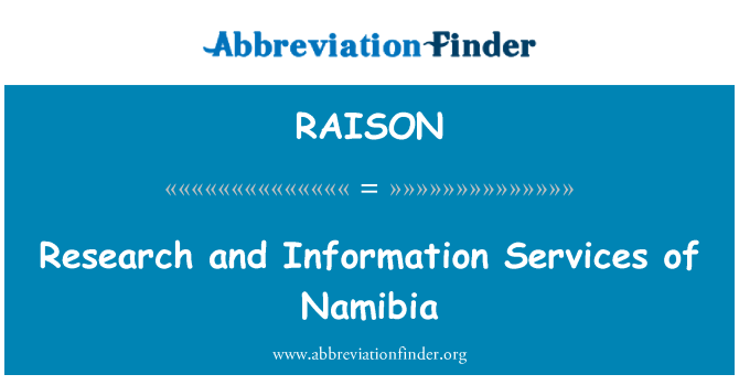 RAISON: Ricerca e servizi di informazione della Namibia