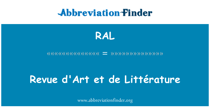 RAL: Revue d'Art et de Littérature