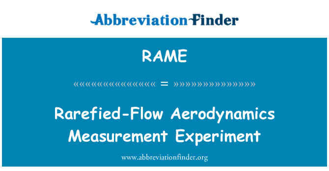 RAME: Eksperyans mezi Flux rarefied Aérodynamique