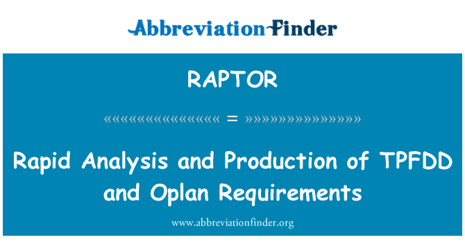 RAPTOR: Snelle analyse en productie van TPFDD en Oplan eisen
