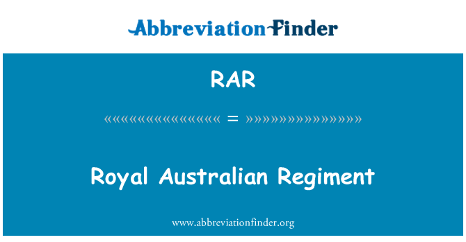 RAR: Royal Australian Regiment