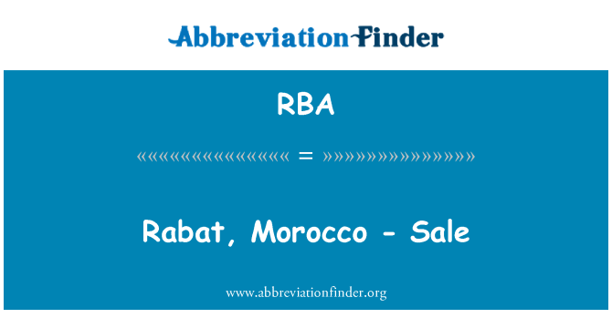 RBA: Rabat, Marocko - försäljning