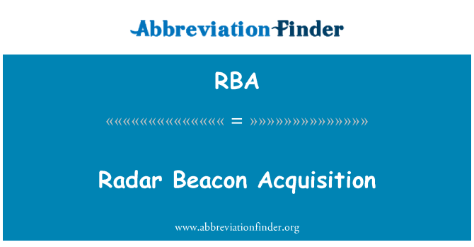 RBA: Radar Beacon achizitie