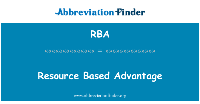 RBA: Avantage sur les ressources