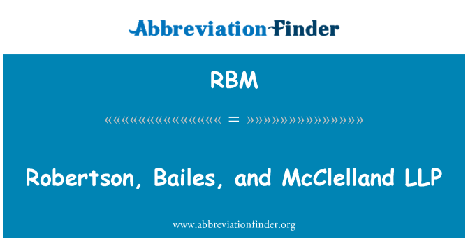 RBM: House, Bailes Et McClelland Andersomn