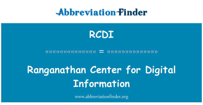 RCDI: رانگانیتھان مرکز ڈیجیٹل معلومات کے لیے