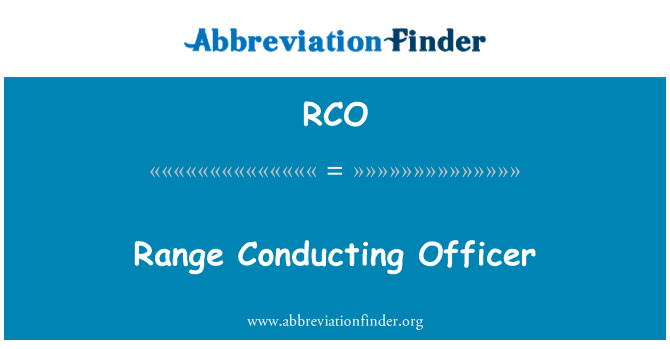 RCO: Range Conducting Officer