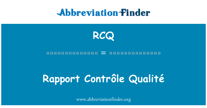 RCQ: علاقة المراقبة Qualité