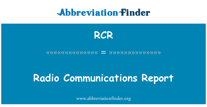 RCR: Ir-rapport ta ' komunikazzjonijiet bir-radju