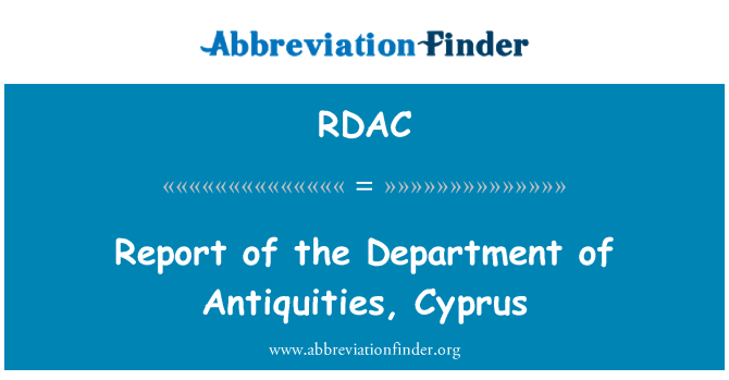 RDAC: Informe del Departament d'antiguitats, Xipre