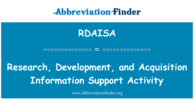 RDAISA: Ricerca, sviluppo e attività di supporto di acquisizione delle informazioni