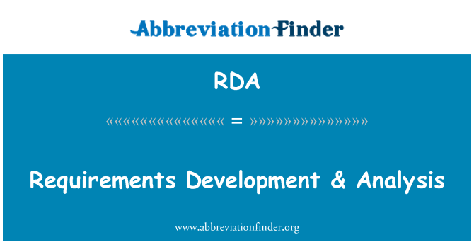 RDA: Requirements Development & Analysis