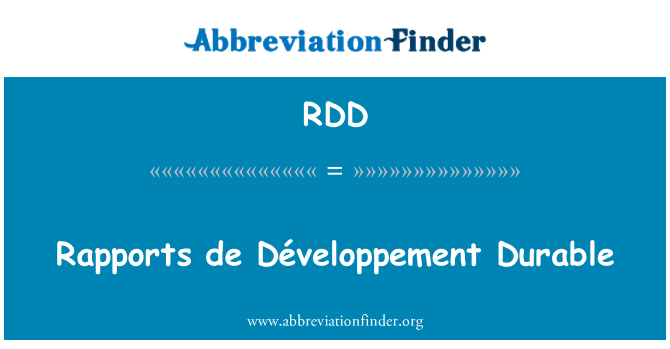 RDD: De rapports durável de Développement