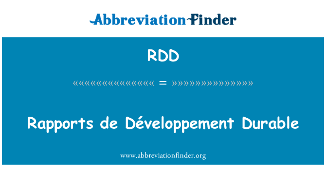 RDD: Rapports de Développement duradora