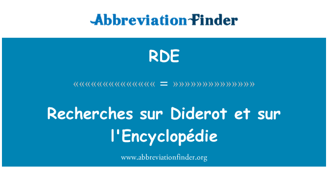 RDE: Recherches sur Diderot et sur l'Encyclopédie