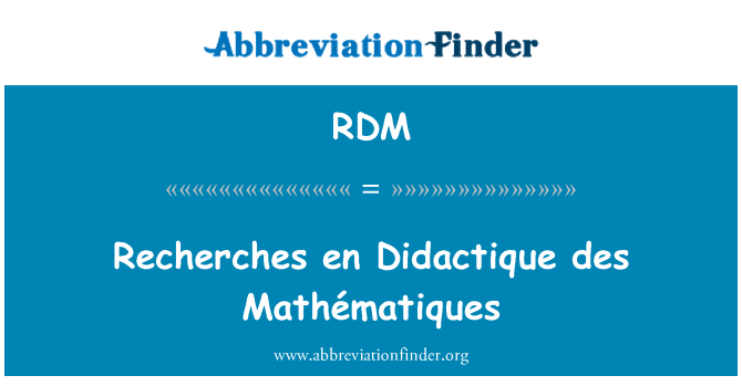 RDM: Recherches Fi Didactique des matematiikka