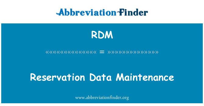 RDM: Reservering gegevens onderhoud