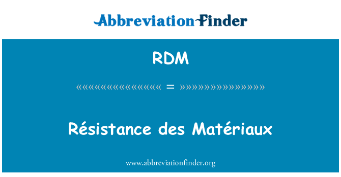 RDM: Matériaux des المقاومة