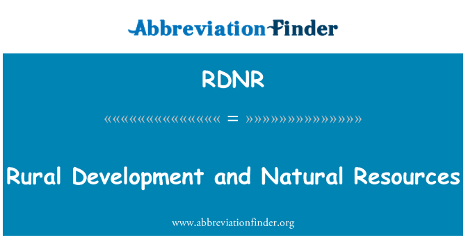 RDNR: Rural Development and Natural Resources