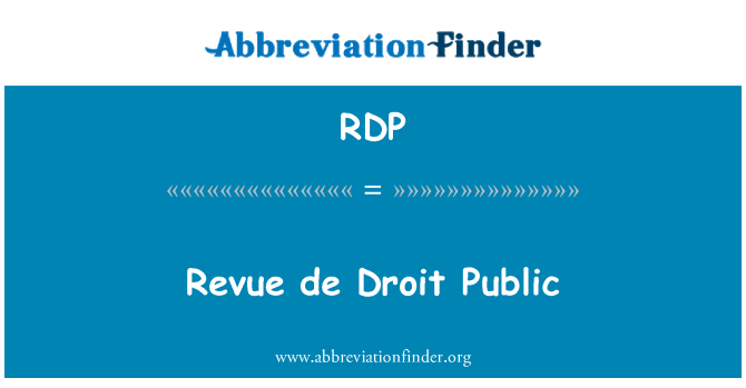 RDP: Revue de Droit piblik