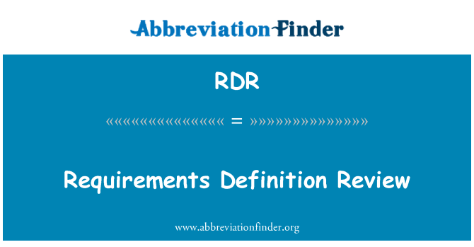 RDR: דרישות ההגדרה סקירה