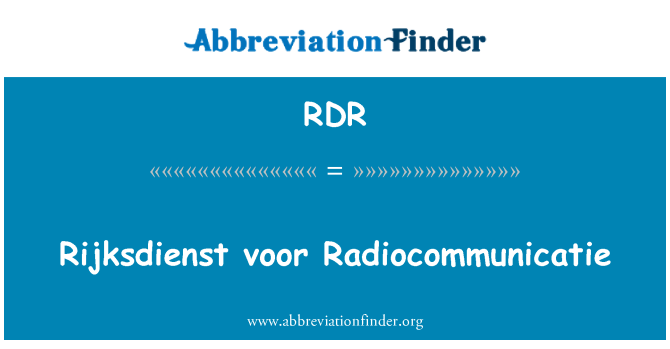 RDR: Rijksdienst voor Radiocommunicatie