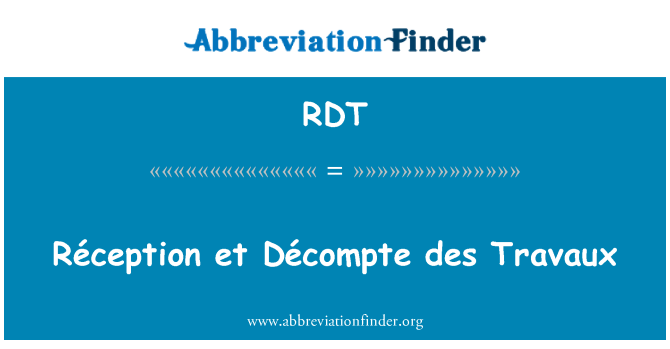 RDT: Réception et Décompte des подготвителната