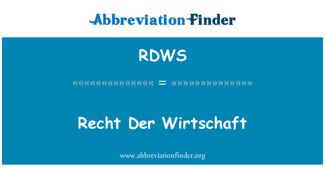 RDWS: Recht Der Wirtschaft